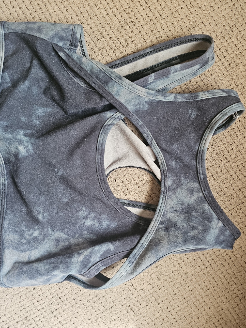 Alphalete Tie-Dye Slate Blue Racerback Sports Bra And Leggins